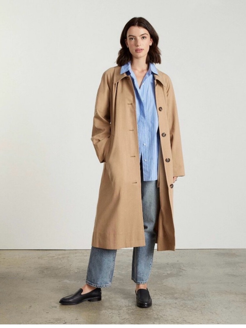 Everlane The Gathered Drape Trench - Ash Brown
